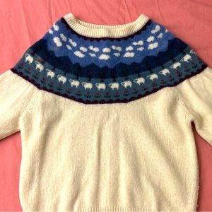 90s WOOLRICH Cream Sheep Picture 100% Wool Knit Crewneck Sweater